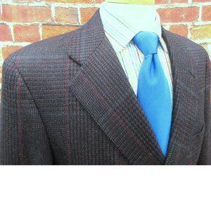 42 R- VTG SCOTSWORTH WOOL SPORT COAT BLACK, DARK RED & TEAL